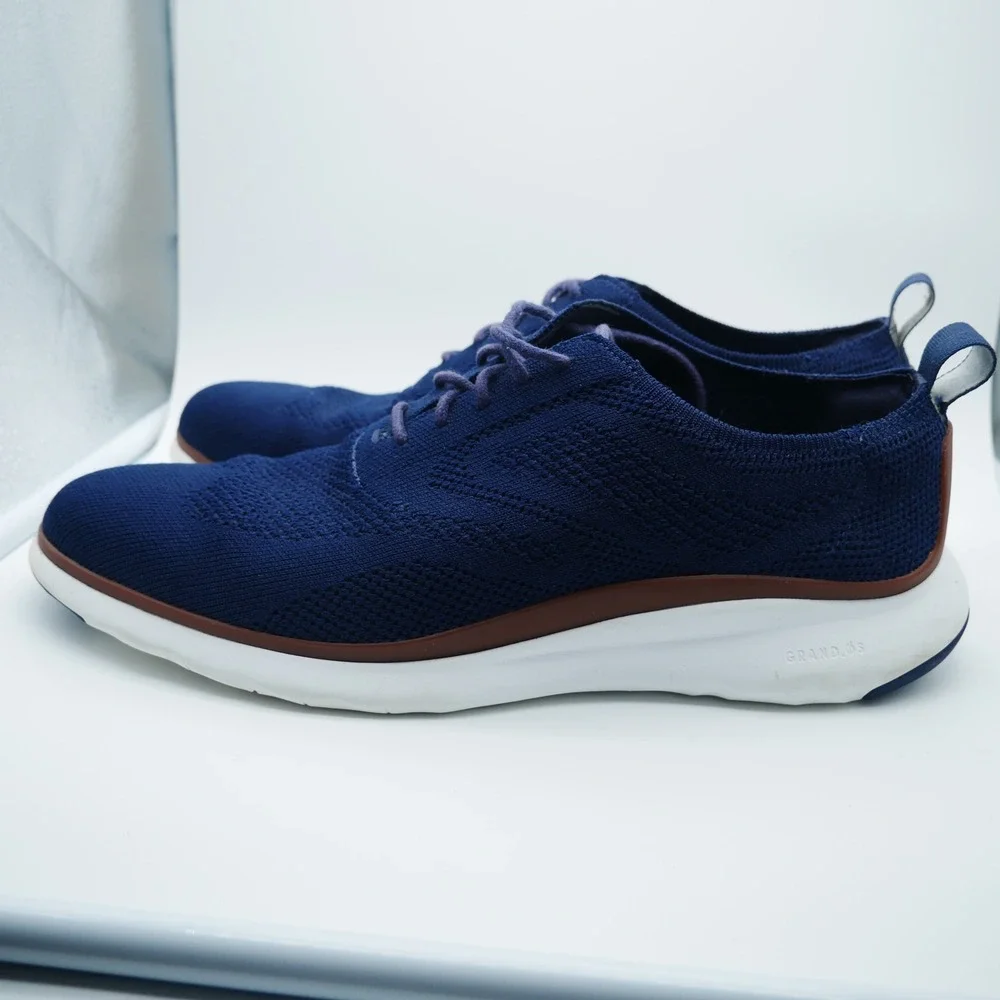 Cole Haan Zerogrand Stitchlite Navy Blue Knit Oxford Shoes C29294 Mens 9.5 M